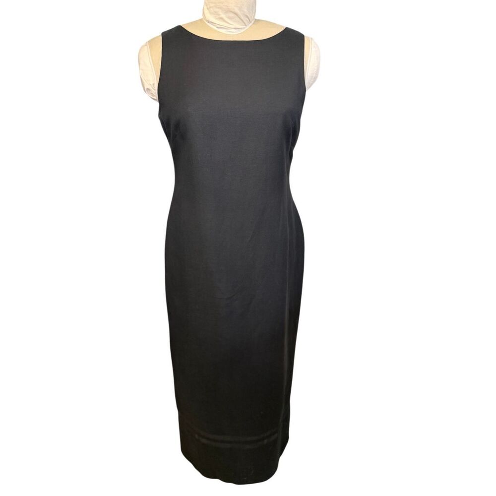 Jessica Howard Linen Blend Maxi Sheath Dress Sz. 12 Black Sleeveless